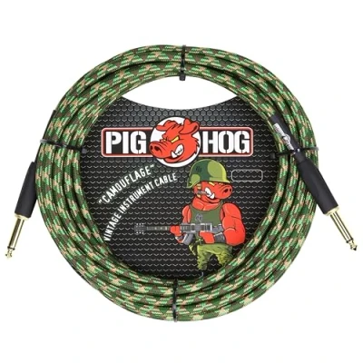 Abbildung von Pig Hog Vintage Serie Instrumentenkabel, Camouflage, 6m/20ft, 6.35 (1/4) auf (1/4), Hochwertige Qualität, Gewebt