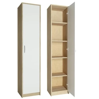 Abbildung von Regal mit 5 Ebenen in mattem Finish Aktenschrank 4 Einlegeböden und 1 Tür, Standregal 39 cm breit hochwertigen Polymergriffen ideal für Schlafzimmer, Wohnzimmer, Flur, Büro sonoma weiß