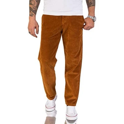 Abbildung von Rock Creek Herren Cord Hose Regular Fit Chino Klassische Hosen Herrenhose Straight Cut Chinos Cordhosen RC 2156 Orange W30 L32