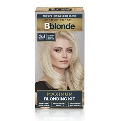 Abbildung von Jerome Russell Bblonde Nr. 2 Maximum Blonding Hair Dye Kit blonde Haarfarbe für bis mittelbraune mit Avocadoöl, Permanent Lifts 6 7 Nuancen