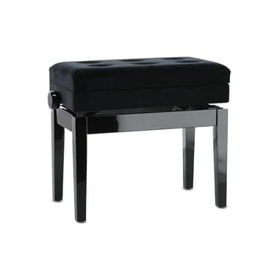 Abbildung von GEWA Pianobank Deluxe Compartment (Massivholz, Bruchlast von 2 Tonnen, Sitzfläche 52x30 cm, präzise Scherenmechanik, Höhe 48 bis 57 cm), Schwarz hochglanz