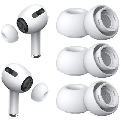 Abbildung von Ersatz Ohrstöpsel für Airpods Pro und 2 mit Loch zur Geräuschreduzierung, 3 Paar Silikon tragbarer Aufbewahrungsbox passend die Ladehülle (Groß)