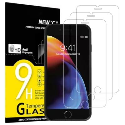 Abbildung von NEW&#039;C 3 Stück, Panzer Schutz Glas für iPhone 8/7 (4.7), Frei von Kratzern, 9H Härte, HD Displayschutzfolie, 0.33mm Ultra klar, Ultrabeständig