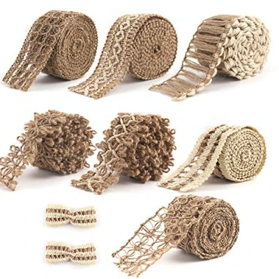 Abbildung von VGOODALL Deko Juteband, 7 Rolle Vintage Dekoband für Windeltorte Vase Scrapbooking Hochzeit Basteln