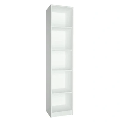 Abbildung von Bücherregal mit 5 Ebenen Regal in matter Ausführung 39 cm breit, Standregal 4 Einlegeböden, ideal für Schlafzimmer, Wohnzimmer, Flur, strapazierfähige Laminatplatte, 16 mm dick Weiß