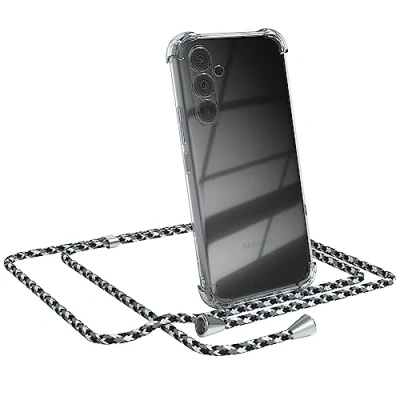 Abbildung von EAZY CASE Handykette kompatibel mit Samsung Galaxy A54, Handytasche zum Umhängen, Smartphone Necklace, transparent Hülle stossfest in Schwarz
