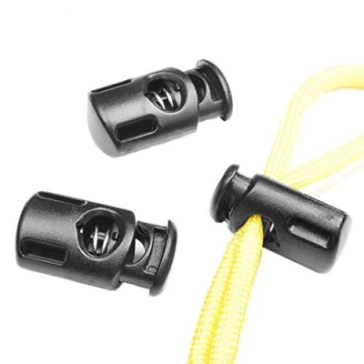 Abbildung von Symphonyw Kordelschlösser, 50 STK. Kunststoff Schwarz Kordelschlösser End Spring Stop Kippstopper für Kordeln, Schnürsenkel, Taschen, Kleidung