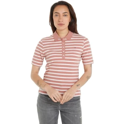 Abbildung von Tommy Hilfiger Stripe Poloshirt, Damen, Größe: XXL, Pink