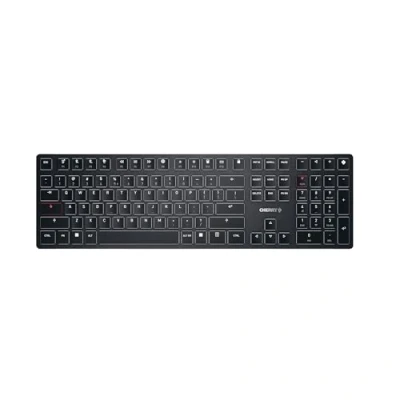 Abbildung von CHERRY KW X ULP, Ultra Flache Mechanische High End Tastatur, EU Layout (QWERTY), Kabellose Multi Device Tastatur Für Bis Zu 4 Geräte, Wiederaufladbar, Schwarz
