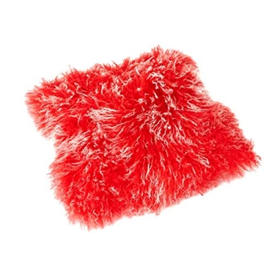 Abbildung von Reissner Lammfelle Tibet Lammfell Kissenbezug langflorig 30x30cm JAY104 Farbe rot (Tops)