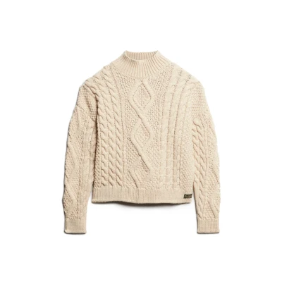 Abbildung von Superdry ARAN Strickpullover, Damen, Größe: 36, Ecru