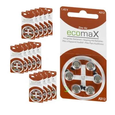 Abbildung von ecomaX HÖRGERÄTE BATTERIE Typ 312 PR41 BRAUN A312 BATTERIEN (120)