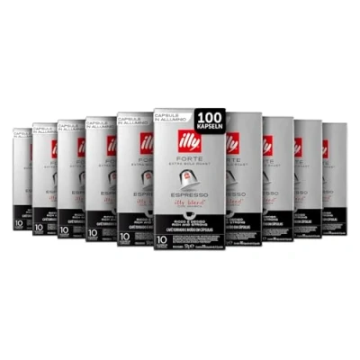 Abbildung von Illy Kaffee Röstung FORTE in Kompatiblen Nespresso Kapseln 10 Packungen mit je (100 Kapseln)