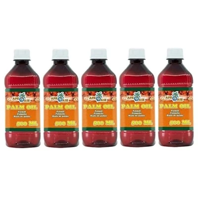 Abbildung von yoaxia ® 5er Pack [ 5x 500ml ] AFROASE Palmöl Palm Öl / Oil + ein kleines Glückspüppchen Holzpüppchen