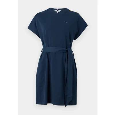 Abbildung von Tommy Hilfiger Button Dress Jerseykleid, Damen, Größe: 3XL, Dark night navy