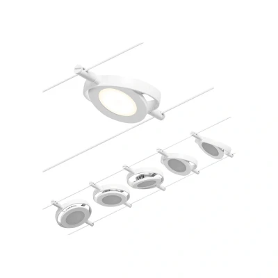 Abbildung von Paulmann 94416 CorDuo LED Seilsytem Set RoundMac DC incl. 5x4,5 Watt erweiterbar Weiß, Chrom Drahtseil Metall 3000 K