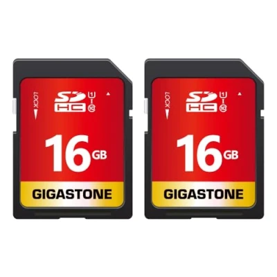 Abbildung von Gigastone 16 GB SDHC Speicherkarte, 2 Stück, Prime Serie, Übertragungsgeschwindigkeit bis zu 80 MB/s, für Fotos, Videos, Musik, Dateien, Camcorder, Kamera, PC, Klasse 10 U1 UHS I