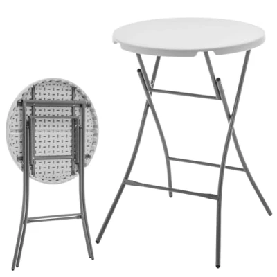 Abbildung von Floordirekt Gartentisch Klappbar Rund Kunststoff 110 x 80 cm Buffettisch mit Tragegriff Klapptisch für Garten Terrasse und Balkon Campingtisch 6 Personen (Nagano)