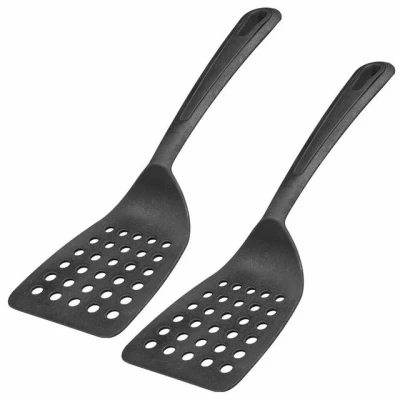 Abbildung von Westmark Pfannenwender, 2 Stück, Breite Auflagefläche und speziell abgeflachte Kante, Kunststoff, Gentle, Schwarz, 283722E3, 310 x 93 35 mm