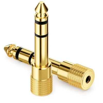 Abbildung von deleyCON Klinke Adapter [2 Stück] 6,35mm auf 3,5mm Stereo Audio Kupplung Klinkenadapter Für Kopfhörer Gitarre HiFi Receiver Verstärker Heimkino Mischpult Keyboard TRS