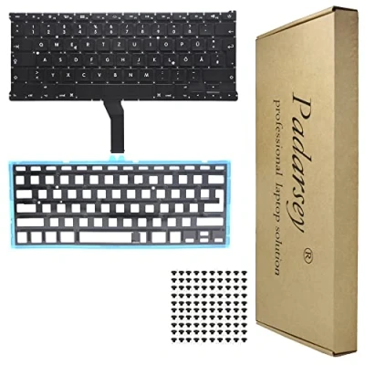 Abbildung von Pardarsey Laptop Tastatur Notebook Keyboard Ersatz Austausch Deutsch QWERTZ DE Kompatibel Für MacBook Air 13 Inch A1369 A1466 Series 2011 2012 2013 2014 2015 mit Hintergrundbeleuchtung