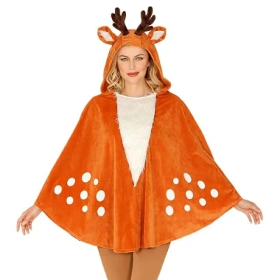 Abbildung von Fun World Kostüm Reh Poncho, Leichter Kapuzen Überwurf für Bambis und Faune