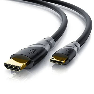 Abbildung von CSL − 1,5m Mini HDMI auf Kabel 2.0 4k 60Hz 18Gbps Ultra HD Full 3D Ethernet 1080p 2160p 3 Fach geschirmt schwarz