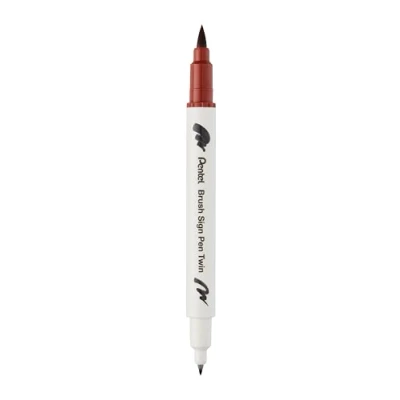 Abbildung von Pentel Brush Sign Pen Twin SESW30C Faserschreiber, 2 pinselähnliche Spitzen, braun (1 Stück)