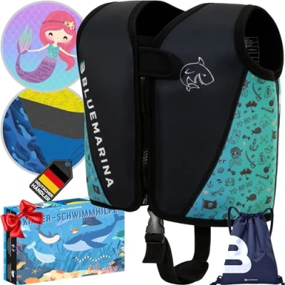 Abbildung von Bluemarina Schwimmweste für Kinder Verschiedene Größen von Kleinkind bis Baby Schwimmlernhilfe Schwimmhilfe Schwimmflügel Schwimmring Schwimm Weste Kind ab 1 9 Jahren (Captain, M)