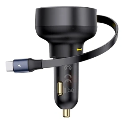 Abbildung von Baseus Car Charger Enjoyment Pro with Cable USB C, 60W (Black)