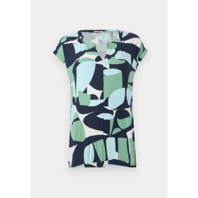 Abbildung von TOM Tailor ALL OVER Printed V NECK Top green, Damen, Größe: Large, Green