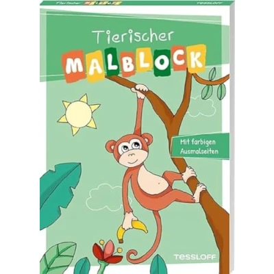 Abbildung von Tierischer Malblock Mit rund 50 schöne Motiven zum Ausmalen Geschenk für Kinder ab 5 Jahren ankolorierten Flächen: farbigen Ausmalseiten (Malbücher und blöcke)
