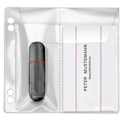 Abbildung von VELOFLEX 4377100 USB Stick Hüllen zum Abheften, PVC Folie, 10 x cm, Visitenkartenhülle glasklar, 100 Stück