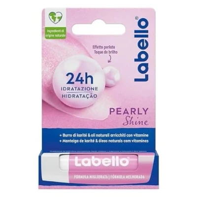 Abbildung von Labello Pearly Shine Lippenbalsam 4,8 g, Farbenfroher und pflegender mit Perl Seidenextrakten, feuchtigkeitsspendender für 24 Stunden natürlichen Inhaltsstoffen