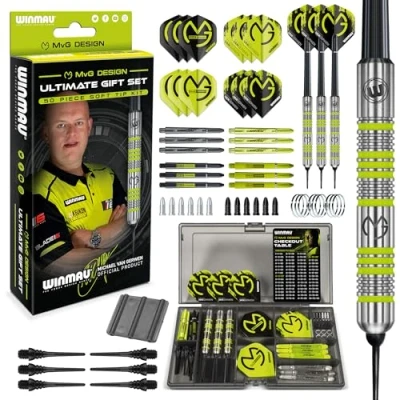 Abbildung von WINMAU MvG Dart Softip Geschenkset 50 teiliges Dartset mit 4 Sätzen Dartschäften, Flüge und Zubehör