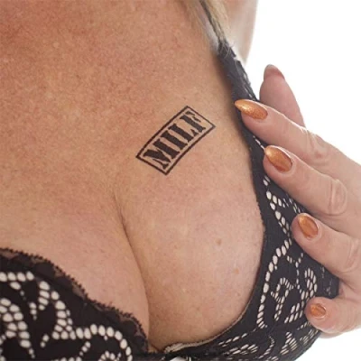 Abbildung von 2 x Milf Stempel Tattoo schwarzer Schriftzug klein Sexy Kinky Fetisch Temporary (2)