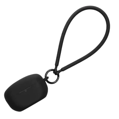 Abbildung von kwmobile Hülle kompatibel mit Sony WF 1000XM5 Kopfhörer Silikon Schutzhülle Etui Case Cover Handschlaufe Schwarz