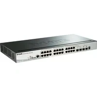 Abbildung von D Link DGS 1510 28P/E, 28 Port Layer 2/3 Smart Managed Gigabit Stack Switch (24x 10/100/1000 Mbit/s PoE Ports, 2x SFP, 10G SFP+, 193 W Kapazität) Nur EU Netzkabel