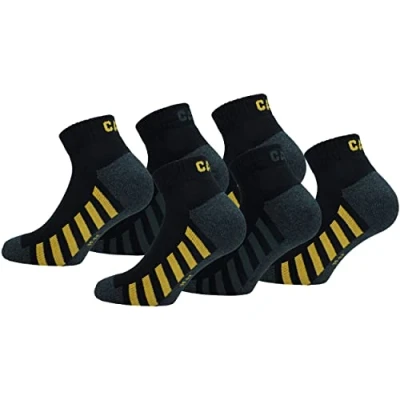 Abbildung von Caterpillar 6 Paar Sneaker Work Knöchellang Fußgewölbestütze Frottee Einlegesohle Baumwolle (Schwarz Grau, 39 42)