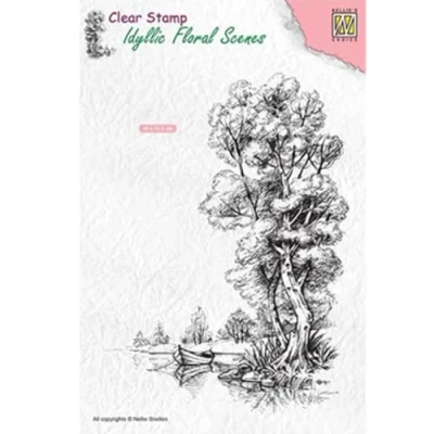 Abbildung von Nellie&#039;s Choice Clearstamp Idyllic Floral Scenes Boom met boot IFS014 100x140mm (03 19)