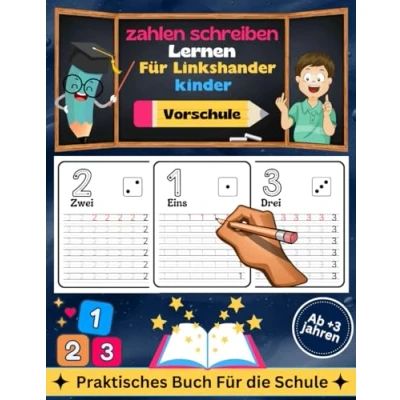 Abbildung von Zahlen Schreiben Lernen für Linkshänder Kinder: Aktivitätsbuch zum Erlernen des Nachzeichnens und Schreibens von mit Pfeilmodellen linkshändige Kinder ab 3 Jahren