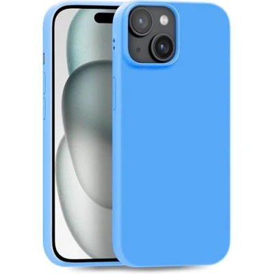Abbildung von MyGadget Hülle kompatibel mit iPhone 15 Plus robuste Silikon Schutzhülle TPU Case Slim Silikonhülle Back Cover Ultra Kratzfest Handyhülle matt Hellblau