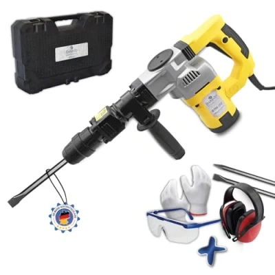 Abbildung von BAMATO Abbruchhammer STH 155 20 Joule Spitzmeißel Flachmeißel 230V, 1300 in W, (7 tlg) SDS Max Werkzeugaufnahme, SOFT Grip, Koffer