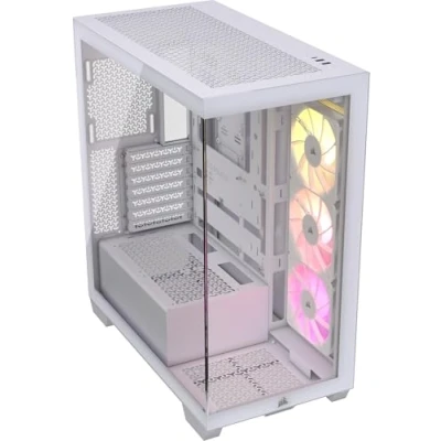 Abbildung von CORSAIR 3500X ARGB Mid Tower ATX PC Gehäuse Gehärtetes Panorama Glas Umgekehrte Verbindung Motherboard Kompatibel 3X RS120 Lüfter Enthalten Weiß