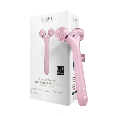 Abbildung von Geske SMARTAPPGUIDED Sonic Facial Roller 4 IN 1 Gesichtspflege Zubehör, Größe: One Size, Pink