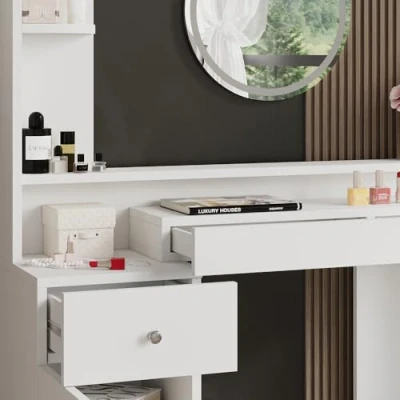 Abbildung von Vicco Schminktisch Garant, Weiß, 116 cm mit LED Beleuchtung