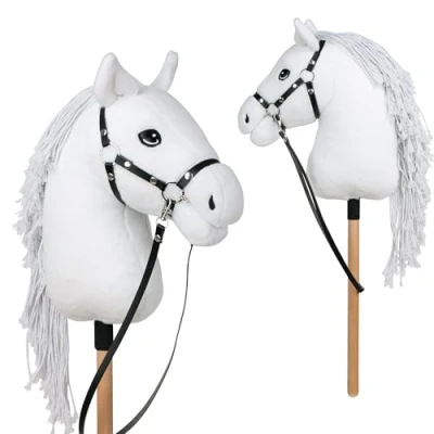 Abbildung von Pink Papaya Steckenpferd Hobby Horse mit Halfter und Trense, Stockpferd, wunderschöne Designs in je 2 Größen erhältlich