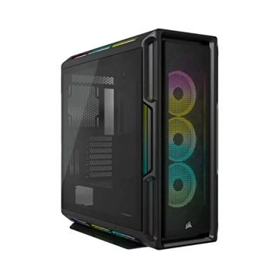 Abbildung von CORSAIR iCUE 5000T RGB Mid Tower ATX PC Gehäuse 208 ansteuerbare LEDs Platz für mehrere 360 mm Radiatoren drei integrierte LL120 Lüfter COMMANDER CORE XT Controller Schwarz