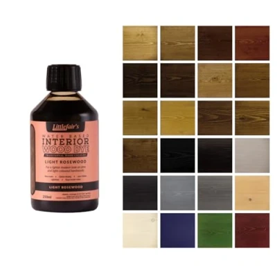 Abbildung von Littlefair&#039;s Holzlasur 250ml Innen Holz Lasur Für Natürliche Holzmaserung Wasserbasierte Wood Stain Schnell Trocknend &amp; Umweltfreundlich Farbe: Helles Palisander