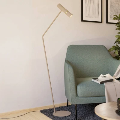 Abbildung von EGLO LED Stehlampe Caminia, elegante Eck Standleuchte, Stehleuchte mit verstellbarem Spot, Wohnzimmerlampe aus Metall in Sandfarben und Gold, Lampe Wohnzimmer GU10 Leuchtmittel, warmweiß